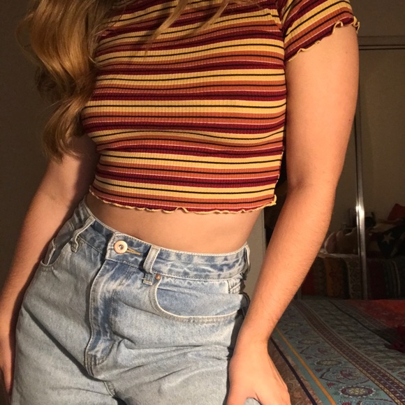 Multicolor Fall Striped Tilly’s Crop Top - Picture 2 of 3